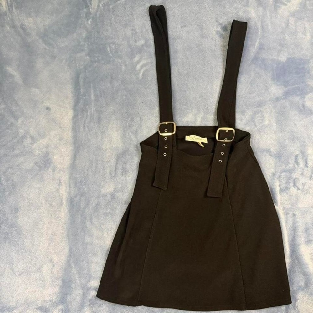 Vintage Stella black mini skirt with gold buckles Size M